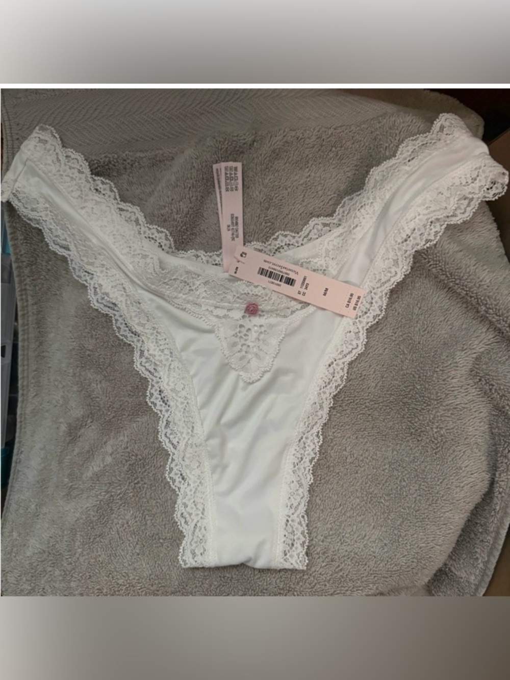 Victoria's Secret Panty Set White Brazilian Lace trim & Black all over Lace. NWT